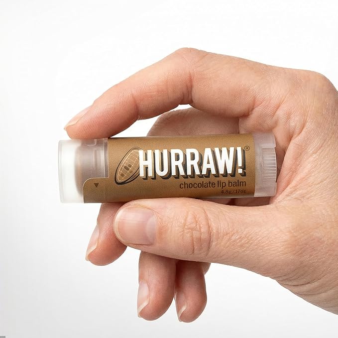 Hurraw! Chocolate Lip Balm, 2 Pack: Organic, Certified Vegan, Cruelty and Gluten Free. Non-GMO, 100% Natural Ingredients. Bee, Shea, Soy and Palm Free. Made in USA