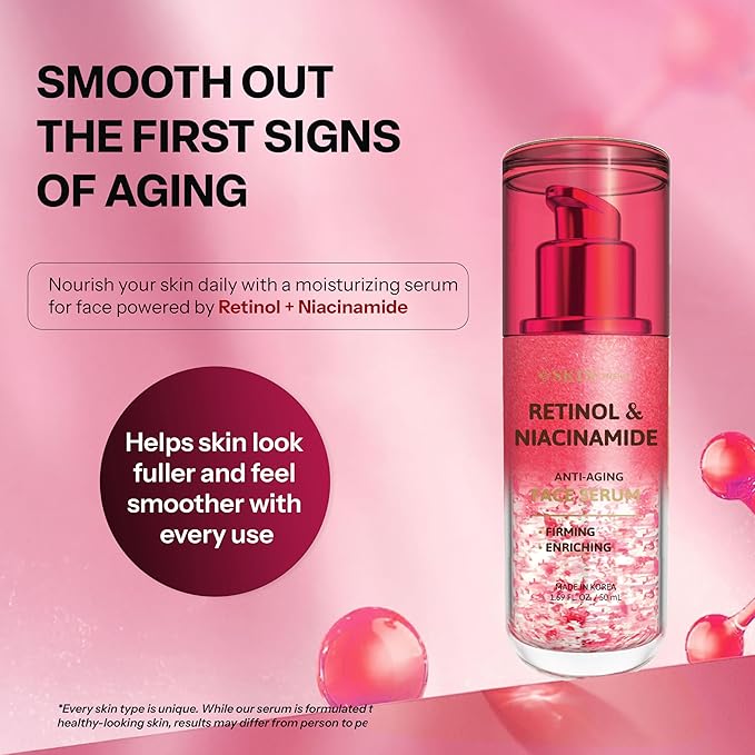 Retinol & Niacinamide Serum For Face – Softens Fine Lines, Refines Pores & Evens Tone For a Smoother Look – Dermatologist Tested, Korean Skin Care, Vegan, Clean Beauty – 1.69 Fl Oz