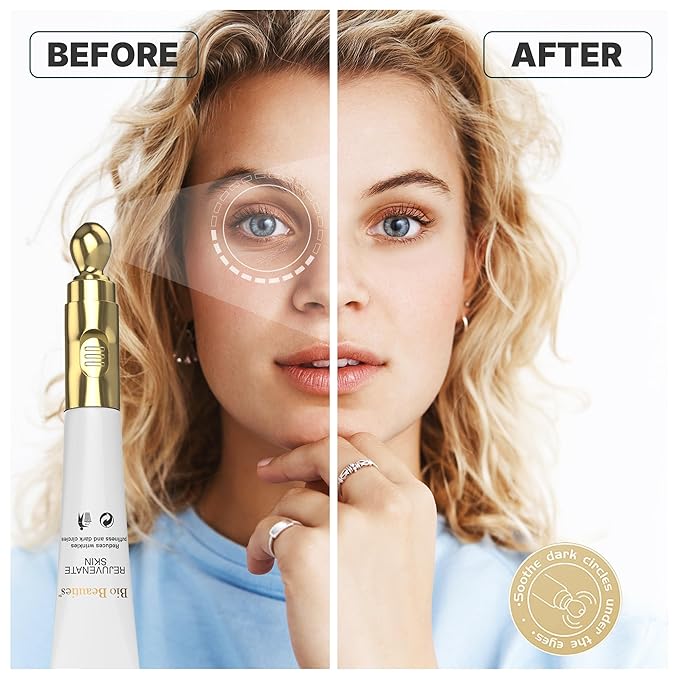 Retinol Under Eye Cream,Dark Circles,Wrinkles, Anti Aging and puffiness for Women and Men with Electric Massager
