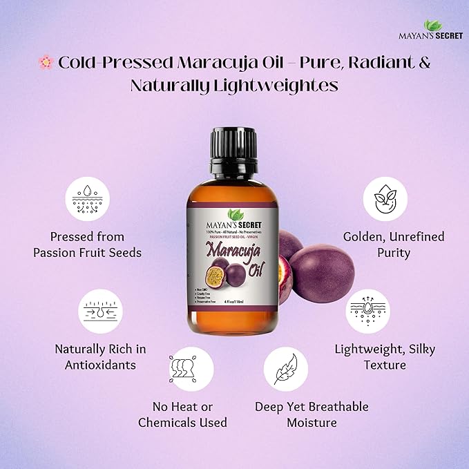 Pure Carrier and Essential Oils for Skin Care, Hair, Body Moisturizer for Face-Anti Aging Skin Care (Maracuja Oil (Passion Fruit), 4oz)