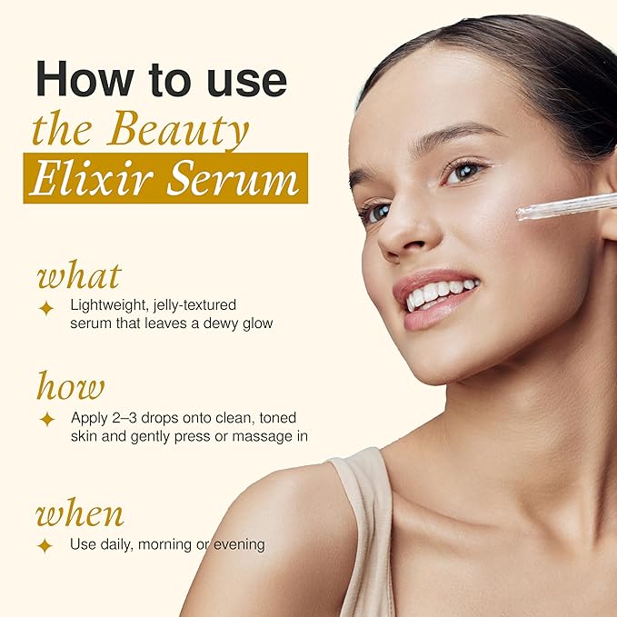 The Beauty Elixir Collagen Serum For Face with 24k Gold - Dermatologist Tested - Anti Aging, Ultra Hydrating, Fine Lines & Wrinkle Treatment - Clean Beauty Korean Skin Care for All Skin Types - 1.69oz