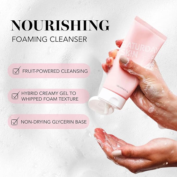 Saturday Skin Hydrating Foam Cleanser – Anti Aging Face Wash with Apple Extract, Moisturizing Face Wash, All Natural Foaming Facial Cleanser, Korean Face Wash for Women & Sensitive Dry Skin