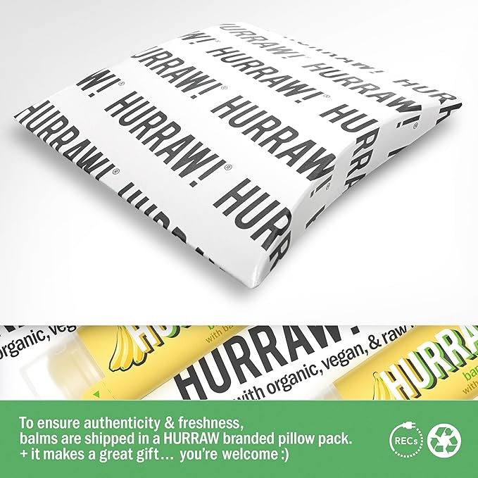 Hurraw! Banana Lip Balm, 2 Pack: Organic, Certified Vegan, Cruelty and Gluten Free. Non-GMO, 100% Natural Ingredients. Bee, Shea, Soy and Palm Free. Made in USA