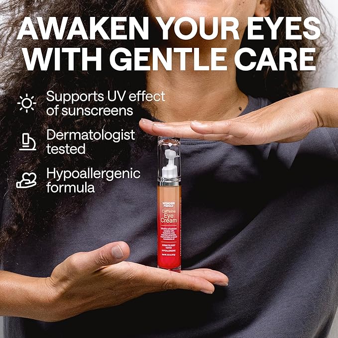Caffeine Under Eye Cream for Puffiness and Bags Under Eyes - Roller for Puffy Eyes and Dark Circles Under Eye Treatment for Women, Men - Hyaluronic Acid and Niacinamide Serum - Face Puffiness Reducer