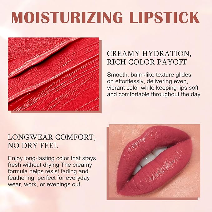 Warm Terracotta Cream Lipstick Lip Crayon, Hydrating Lipstick for Women, Smooth Natural Color Tinted Lip Balm & Lip Crayon Liner in One, Buildable Color with Soft Finish, 05