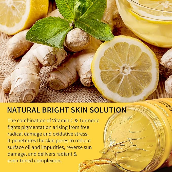 Hicream Turmeric Vitamin C Clay Mask with Kaolin Clay and Turmeric for Dark Spots, Dull Skin, Skincare Facial Mask for Controlling Oil and Refining Pores 5.29 Oz (yellow)