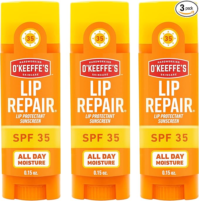 O'Keeffe's Lip Repair SPF 35 Lip Balm - Stick (3 Pack) - Sun-Safe Moisturizer for Extremely Cracked, Dry Lips