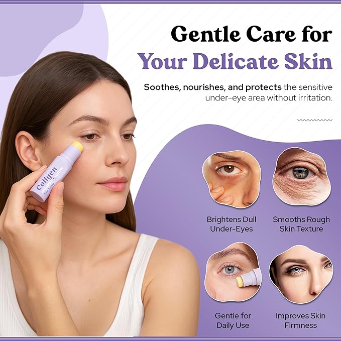 Bella Bliss Collagen Eye Balm Stick for Dark Circles, Puffiness & Wrinkles – Cooling Under Eye Cream with Collagen, Anti-Aging & Hydrating Formula – Made in Korea - 0.35 oz / 10 g - Pack of 2