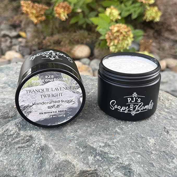 PJ’s Coconut & Almond Bliss Lemongrass & Mint Sugar Scrub 8 oz – Handmade Exfoliating Body Scrub – Refreshing Clean Ingredients, Energizing Natural Skincare Spa Gift