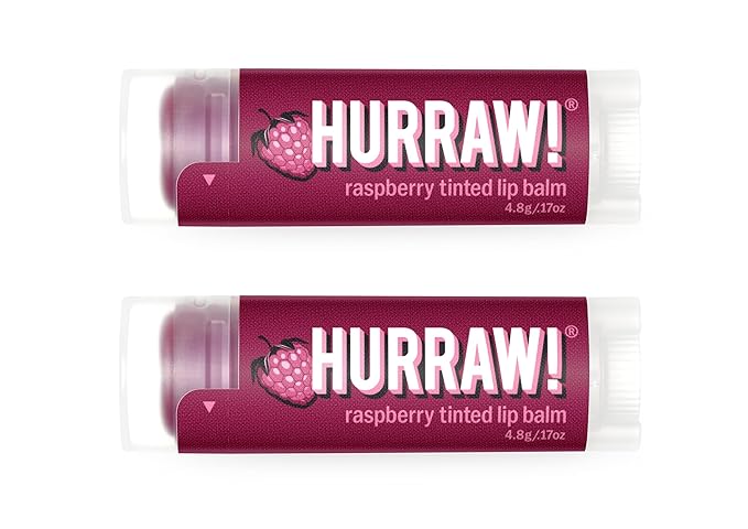 Hurraw! Raspberry Tinted Lip Balm, 2 Pack: (Sheer Berry Tint) Organic, Certified Vegan, Cruelty and Gluten Free. Non-GMO, 100% Natural Ingredients. Bee, Shea, Soy and Palm Free. Made in USA