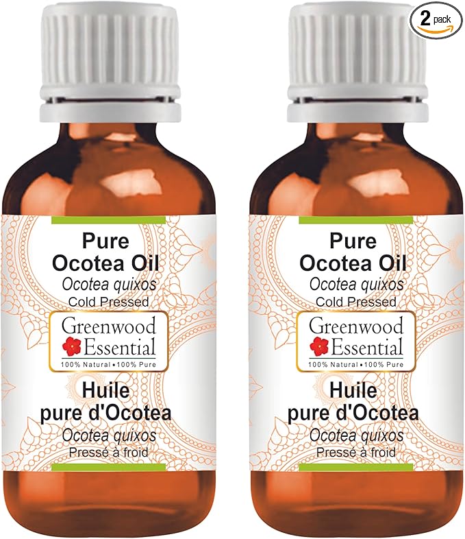 Greenwood Essential Pure Ocotea Oil (Ocotea quixos) Cold Pressed (Pack of Two) 100ml X 2 (6.76 oz)