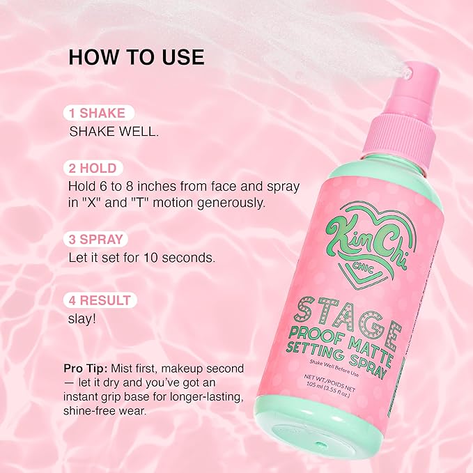 KimChiChic Beauty Stage Proof Matte Setting Spray, Makeup Finishing Mist and Fixative for All Skin Types, 3.55 fl oz