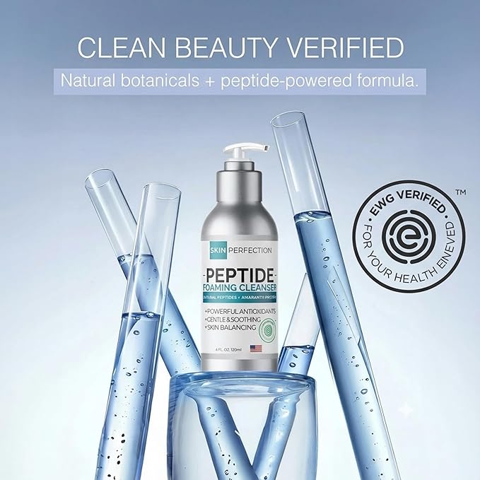 Skin Perfection Foaming Peptide Cleanser Ewg Verified Healthy Boost Amaranth Natural Amino Acids & Botanicals Soothing Facial Cleanser Face Wash Foam 4 Oz