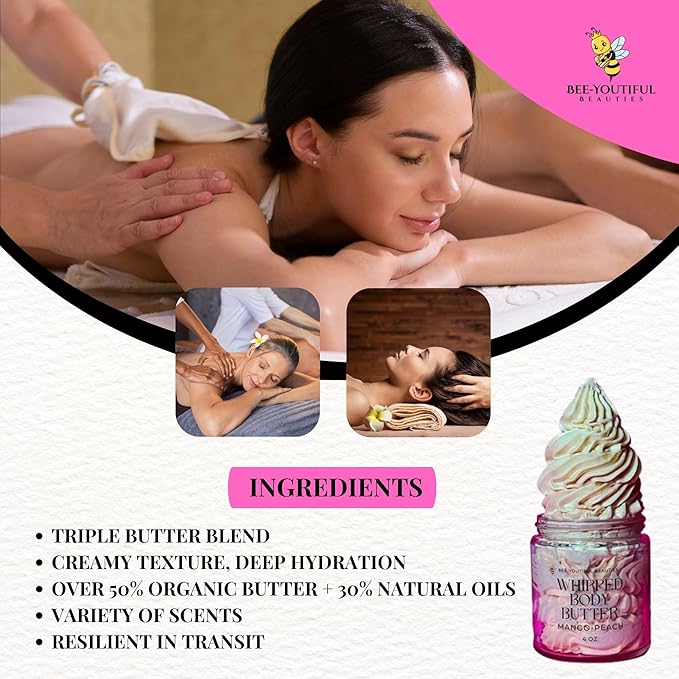 Whipped Shea + Beeswax Body Butter | Hydrating Moisturizer with Shea Butter, Mango Butter Cocoa Butter, & Beeswax for Nourishing Body Care - 2oz - Coconut Lime