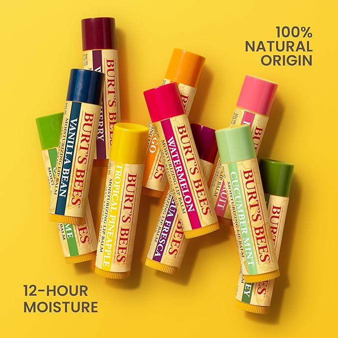 Burt's Bees Lip Balm, Lip Moisturizer With Responsibly Sourced Beeswax, with Vitamin E & Peppermint Oil, Natural Origin Moisturizing Care, 1 Tube, 0.15 oz. (Pack of 2)