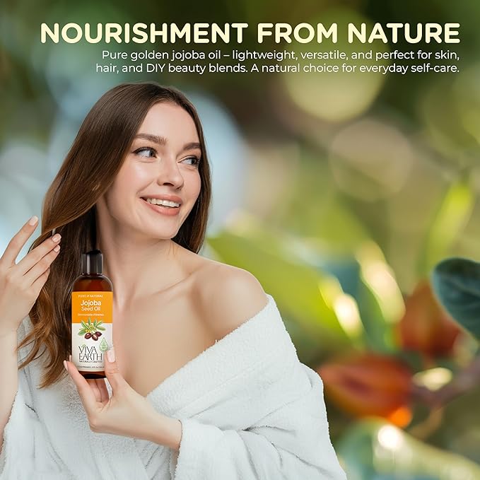 Jojoba Oil – 100% Pure and Natural Cold Pressed Jojoba Oil for Hair Growth, Skin, Beard, Body, Cuticles, and DIY Carrier Blends – Lightweight, Fast-Absorbing Cosmetic Oil, 8 oz