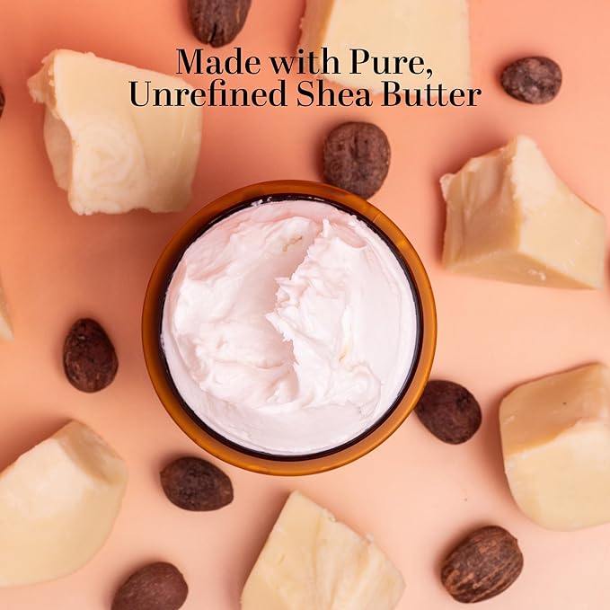 Unscented Body Butter for Dry Skin | with Raw Shea Butter and Jojoba Oil | Deep Moisturizer Safe for Sensitive Skin, Non Greasy, Fragrance Free | 8 oz