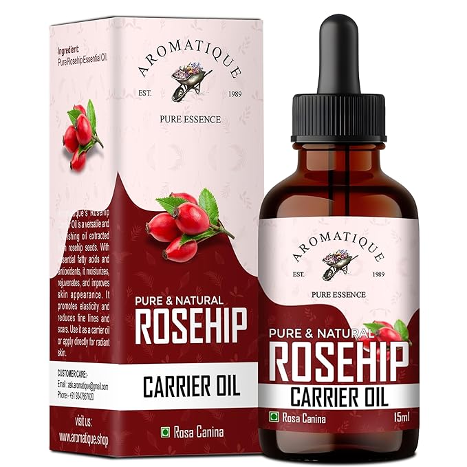 Aromatique Rosehip Oil For Face,Rosehip Seed Oil - Natural Moisturizer For Radiant Skin, Face & Hair Nourishment 15ml