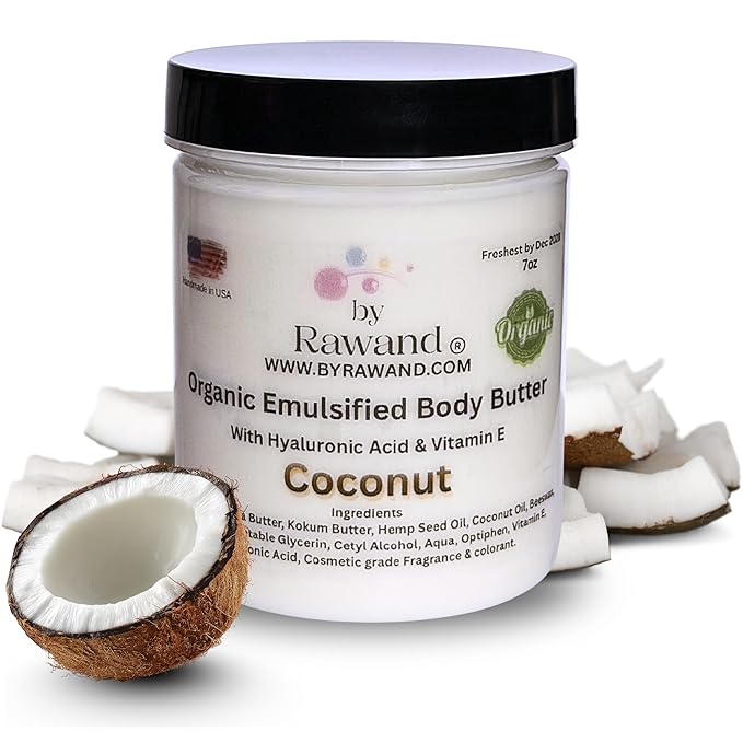 Handmade Luxurious Emulsified Body butter with Hyaluronic Acid & Shea, Kokum & Cocoa butter based with natural oils - non greasy, moisturizing, Rich (Coconut)