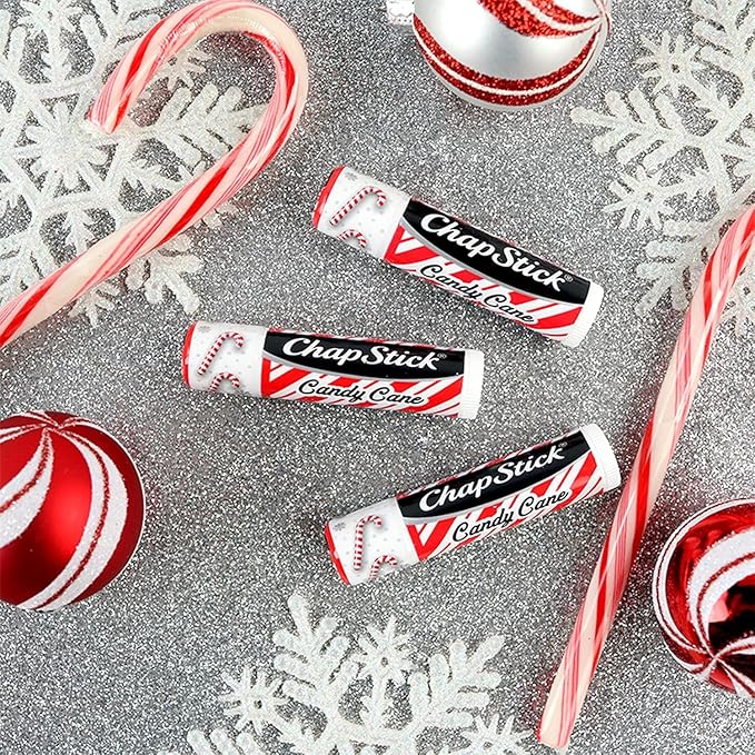 ChapStick Lip Balm, Candy Cane, 6-Count – Fresh & Minty Lip Moisturizer, Stocking Stuffer, 0.15 Oz Ea