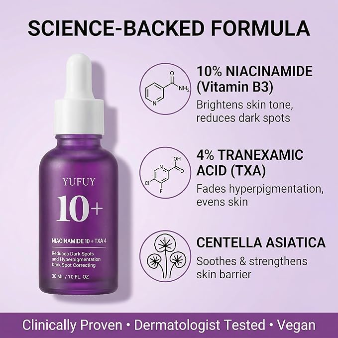 Niacinamide 10 + TXA 4 Serum for Face, Korean Facial Glass Skin Care Centella Serum Dark Spot Corrector Cream, Tranexamic acid Uneven Skin Tone, Pore Care for Sensitive Skin (30ml/1.01 Fl.Oz)