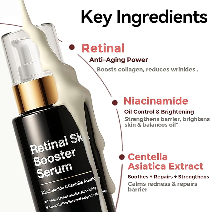 Retinal Serum for Face - Korean Advanced Retinaldehyde Skin Booster with Niacinamide & Centella Asiatica - Anti-Aging Shot for Fine Lines & Wrinkles - Retinol Alternative for Women and Men