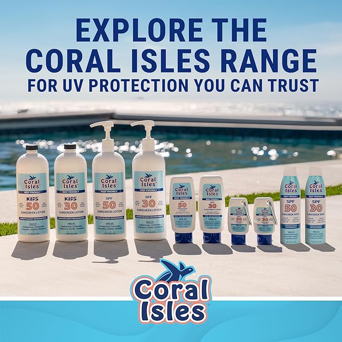 Coral Isles SPF 30 Sunscreen Spray - Hawaii Reef Safe Compliant - Oxybenzone & Octinoxate Free - Broad Spectrum UVA/UVB - Water & Sweat Resistant - 6 Fl Oz (Pack of 2)