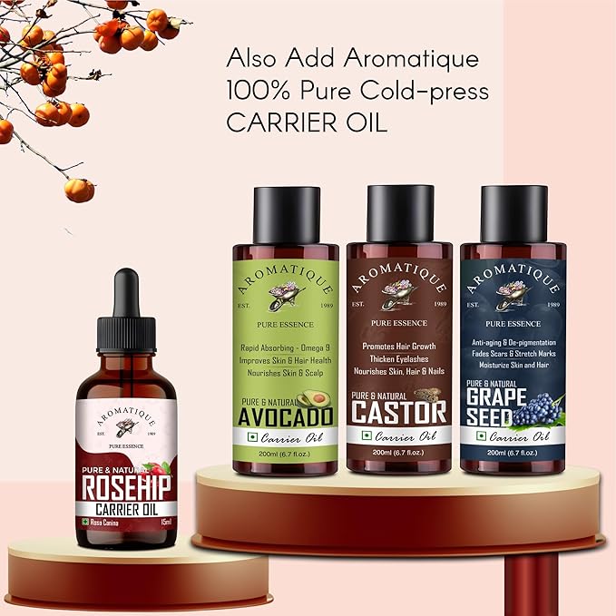 Aromatique Rosehip Oil For Face,Rosehip Seed Oil - Natural Moisturizer For Radiant Skin, Face & Hair Nourishment 15ml