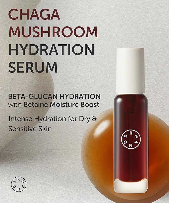 SERUMKIND Chaga Mushroom Serum for Face - Betaine Moisture Boost + Chaga-Derived Beta Glucans - Deep Hydration for Extremely Dry Skin - Korean Skincare - Vegan & Cruelty-Free – 1.01 fl.oz.