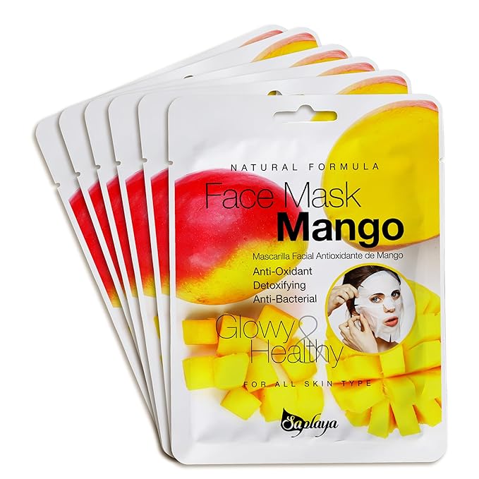 Saplaya Face Masks 6 Pack Scented Facemask Sheets Skin Care Mask Single Scent K-Beauty Natural Formula