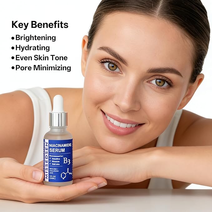 Niacinamide Serum for Face with Zinc & Hyaluronic Acid,Smoothes Wrinkles,Improves Elasticity,Firms Skin 1 Oz for Face Care, Daily Use