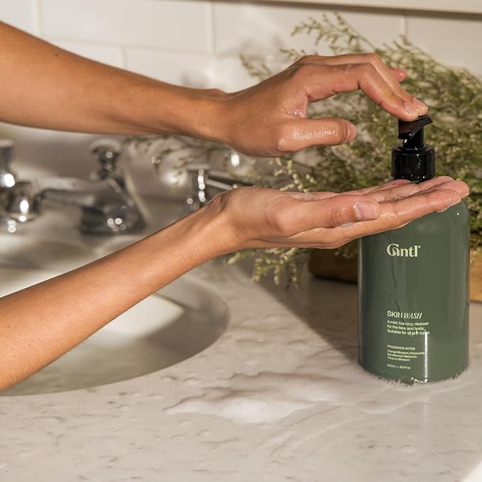 Gntl - Skin Wash | Aloe, Glycerine, Baby-Safe Surfactants | Cleanse Without Drying | Remove Dirt, SPF, Makeup | Facial-Grade Ingredients For All Skin Types, Men + Women (500 ml | 16.9 fl oz)