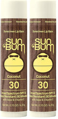 Sun Bum SPF 30 Sunscreen Coconut Lip Balm - Moisturizing Aloe Vera and Vitamin E - Vegan and Cruelty Free - Broad Spectrum UVA/UVB Lip Protection - 0.15 oz Stick,(Pack of 2)