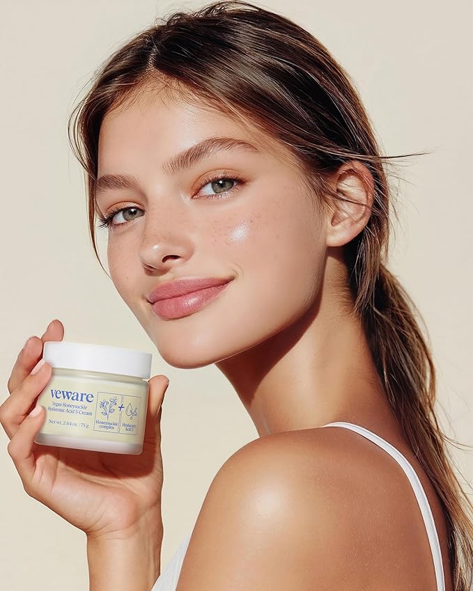 Vegan Honeysuckle Hyaluronic Acid 5 Moisturizing Cream - Soothing & Hydrating for Sensitive Skin - Fragrance-Free, Alcohol-Free, 75g