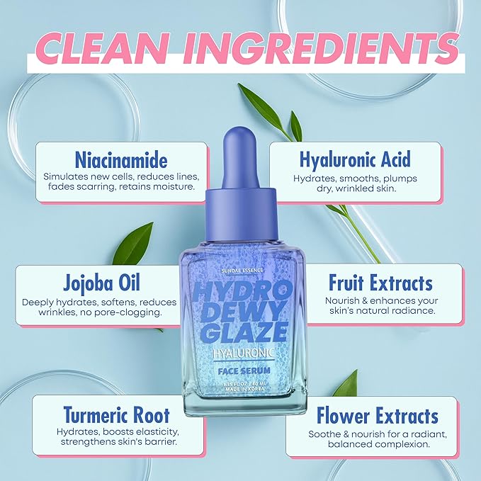 Hyaluronic Acid Face Serum – Dermatologist-Tested, Anti-Aging, Hydrates, Smooths & Plumps Skin – Clean Korean Skin Care – Vegan, Natural Beauty – 1.69 Fl. Oz