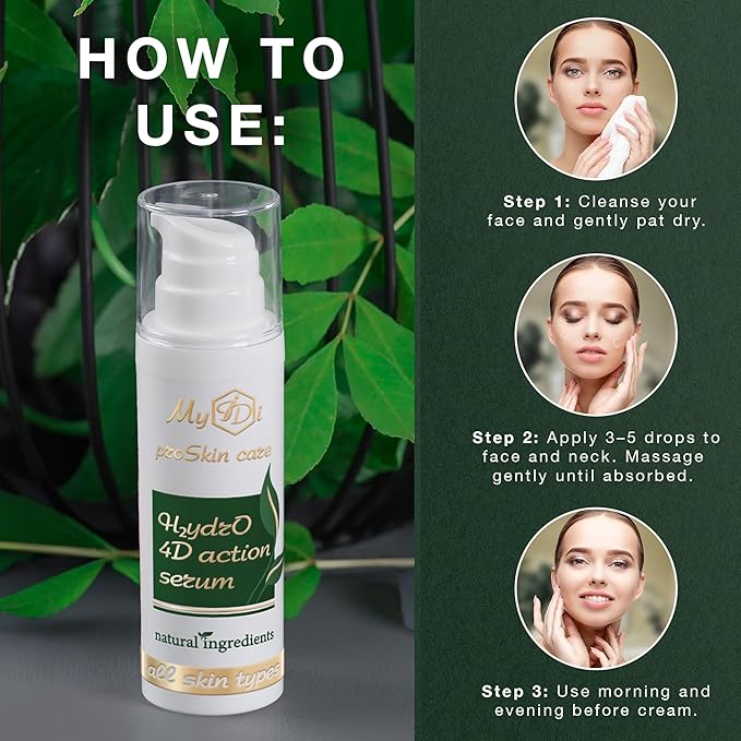 Hyaluronic Acid Serum for Face - HydrO 4D Action Day & Night Moisturizer for Face - Light Hyaluronic Acid Cream with Multi-Weight HA Complex, Centella Extract - for Dry & Dull Skin - 1 oz