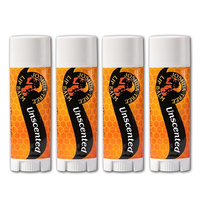 Joshua Tree Organic Lip Balm: 25 Flavor Varieties Made with Beeswax (4-pack, Unscented)