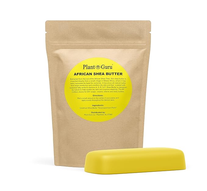Raw African Shea Butter 8 oz. Bar 100% Pure Natural Unrefined YELLOW - Imported From Ghana - Ideal Moisturizer For Dry Skin, Body, Face And Hair Growth. Great For DIY Soap and Lip Balm Making.