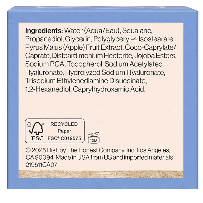 Honest Beauty Hydrogel Cream with Hyaluronic Acid, Lightweight Moisturizing Water, Gentle for Sensitive Skin, Fragrance-Free, Vegan 1.7, fl oz
