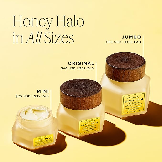 Farmacy Ceramide Face Moisturizer - Honey Halo Ultra Hydrating Facial Moisturizer with Buckwheat Honey + Ceramides - Helps Restore Barrier + Replenish Dryness - Plumping Skin Care for Dry Skin (50ml)