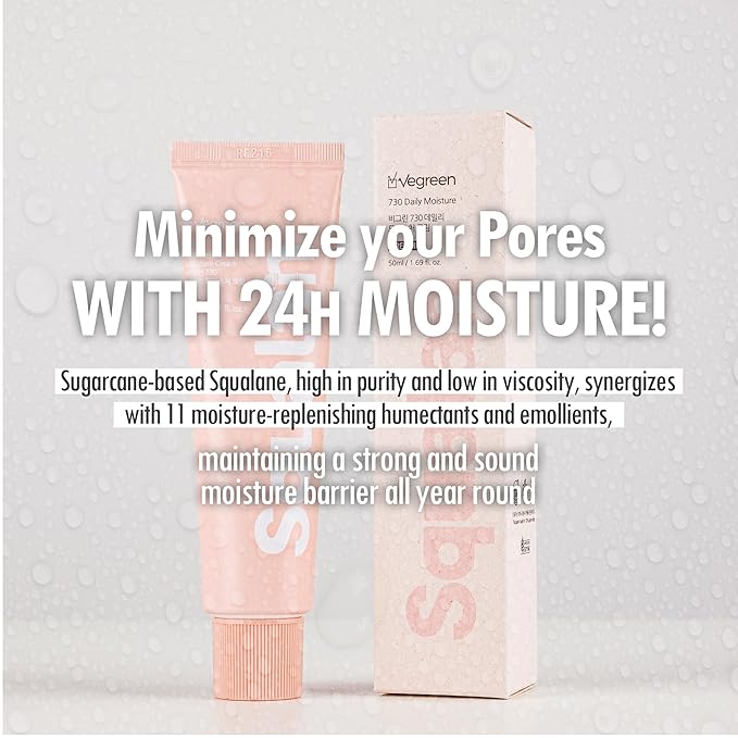 VEGREEN 730 Daily Cream - Only 11 Ingredients Vegan Squalane Moisturizer for Sensitive Skin - Non-Comedogenic Barrier Repair for Skincare Beginners & Minimalists - Fragrance-Free - 1.69 fl oz