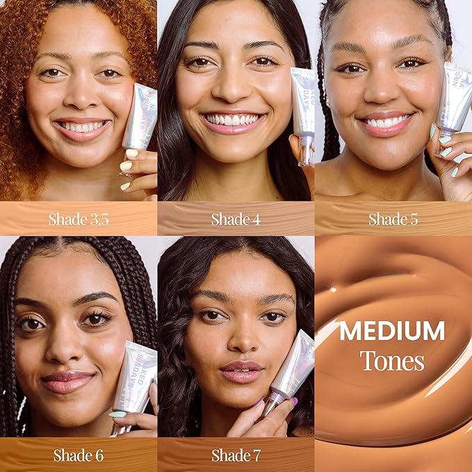 Naked Sundays BeautyScreen Peptide Foundation Tint - SPF 50 Tinted Sunscreen & Skincare Makeup with Zinc Oxide, Niacinamide - Lightweight Natural Coverage, 3.5 Light Medium Cool, 1.01 Oz