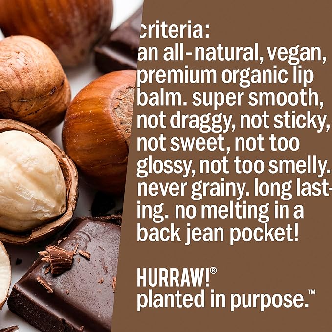 Hurraw! Hazelnut Tinted Lip Balm: (Sheer Brown Tint) Organic, Certified Vegan, Cruelty and Gluten Free. Non-GMO, 100% Natural Ingredients. Bee, Shea, Soy and Palm Free. Made in USA