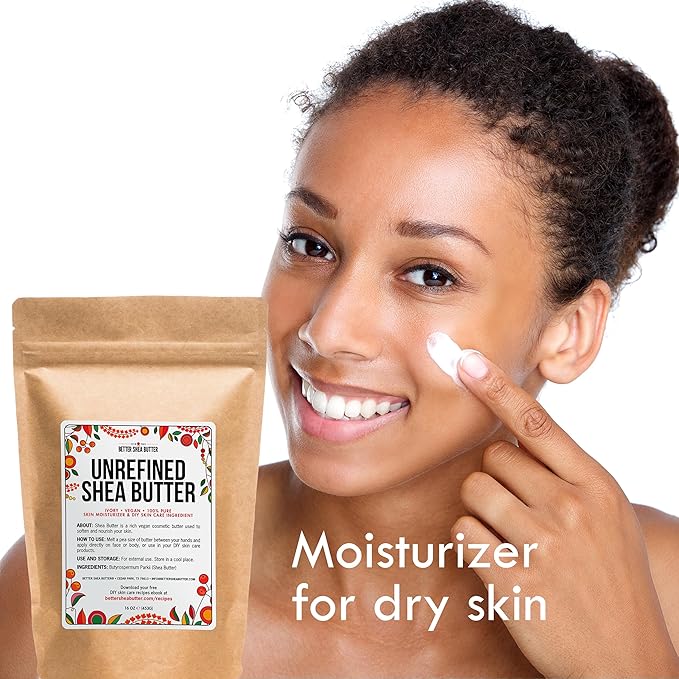 Organic Shea Butter Raw Unrefined, USDA Certified Organic African Shea Butter for Hair & Dry Skin, Natural Face Moisturizer, Body Butter Base for DIY Lotion, Lip Balm & Soap Making, 1 lb Bar