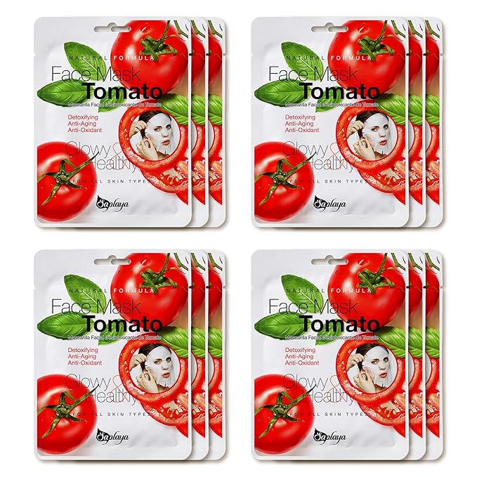 Saplaya Scented Facemask Sheets Skin Care Mask Single Scent K-Beauty Natural Formula (Tomato 12 Pack)