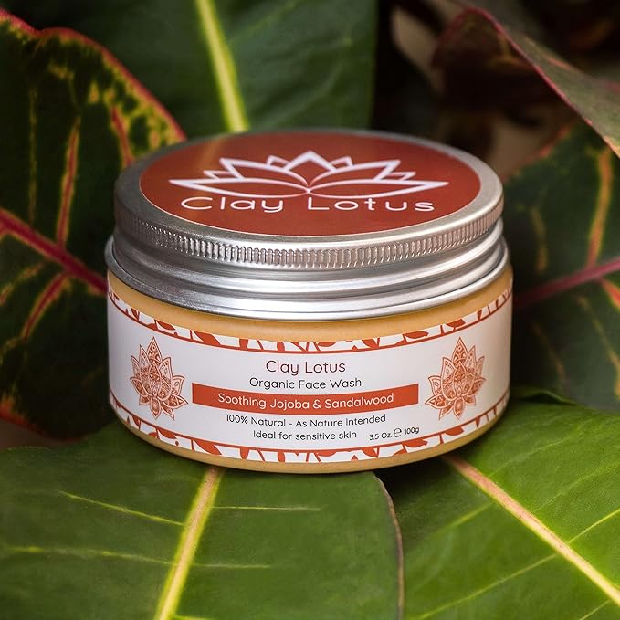 Organic Face Wash - Gentle Cleanser for Sensitive Skin with Jojoba & Sandalwood. 100% Natural, Soothing, Hydrating, and Brightening. Non-Drying, Vegan Formula for Women & Men