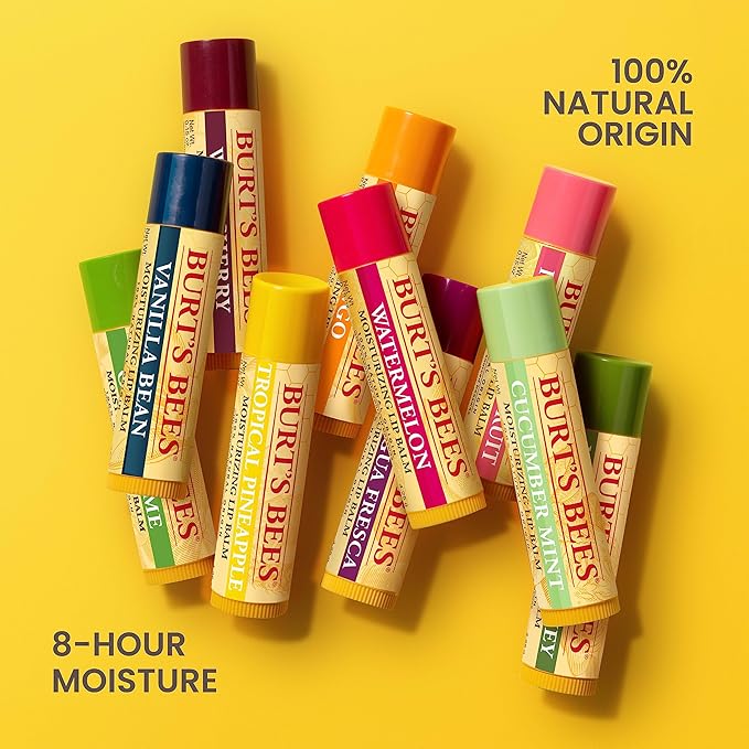 Burt's Bees 100% Natural Moisturizing Lip Balm, Original Beeswax with Vitamin E & Peppermint Oil, 0.15 Oz