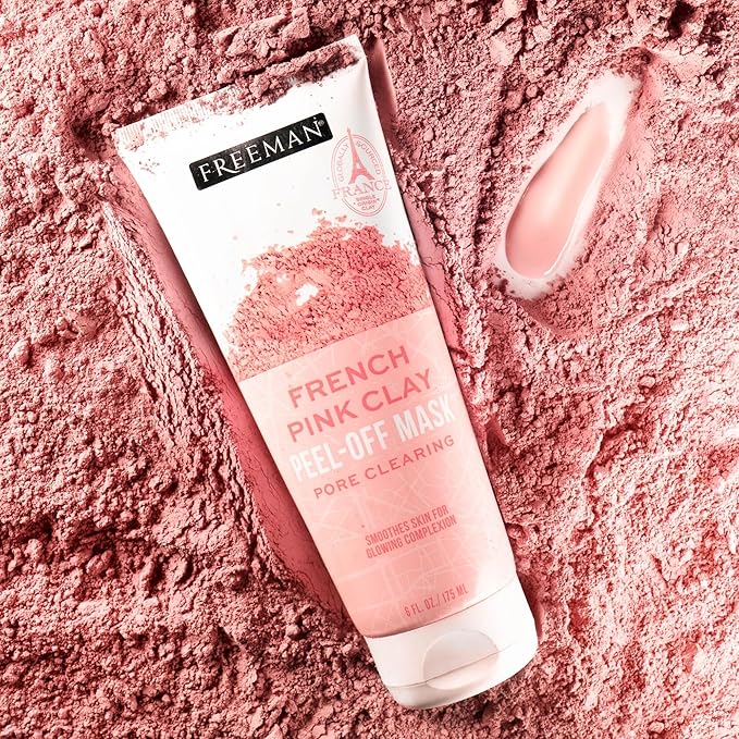 Freeman Exotic Blends French Pink Clay Peel-Off Face Mask, Pore Clearing Facial Mask, Detoxifies & Removes Impurities, Clean Skincare, For Normal & Combination Skin, 6 fl. oz./175 ml. Tube