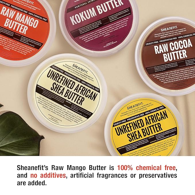Sheanefit Raw Unrefined Mango Butter, Natural Body Butter, Soft Rejuvenating Daily Moisturizer For Face & Body (8 OZ)…