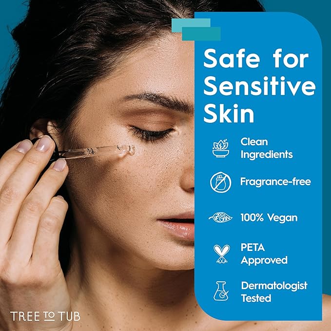 Tree To Tub Double Hyaluronic Acid Hyaluronic Acid Serum for Face - Anti-Aging Hydrating Serum - Targets Fine Lines & Dry, Sensitive Skin